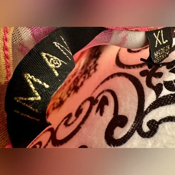 IMAN Global Chic Pink Multicolor Faux Wrap Dress Belt Short Sleeve - Picture 11 of 13